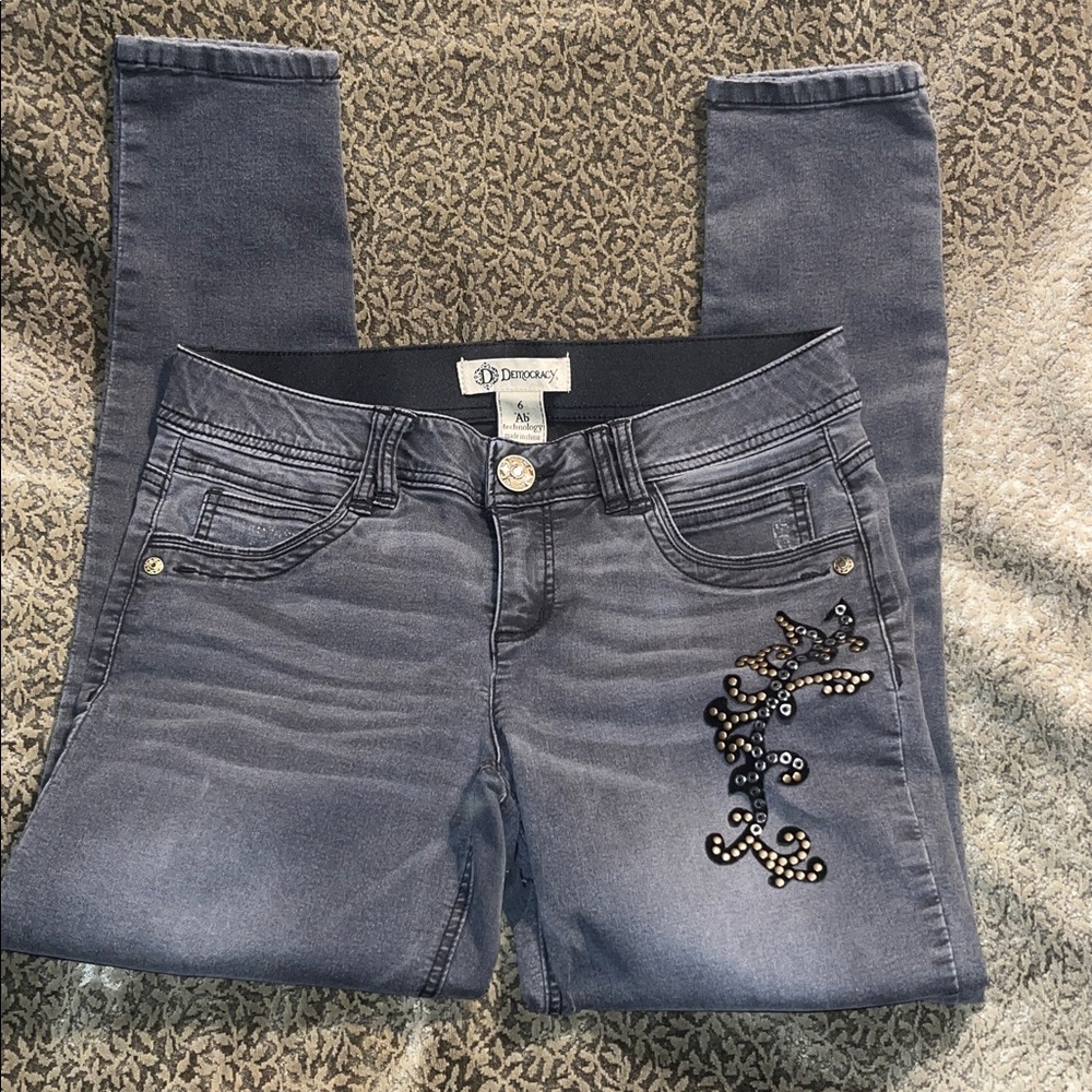 Democracy Charcoal Jeans with Stylish Details